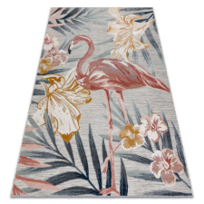 My carpet company kft Szőnyeg BOTANIC 65263 Flamingó, virágok lapos szőtt - szürke 117x170 cm lakástextília