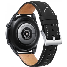 Mybandz Elegáns Bőr óraszíj 20mm fekete-ezüst csattal okosóra kellék
