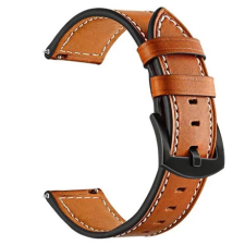 Mybandz Elegáns bőr óraszíj 22mm vörösesbarna fekete csattal okosóra kellék