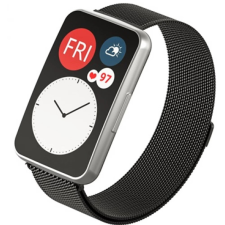 Mybandz Milánói fém óraszíj 20mm Huawei Watch Fit fekete okosóra kellék