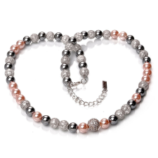  Mystic Elegance – gyöngy és hegyikristály exkluzív ásvány nyaklánc nyaklánc