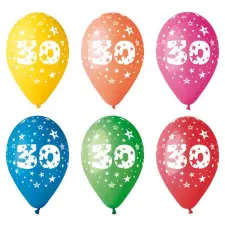 N/A Léggömb 26cm - 30-as szám (5db) party kellék