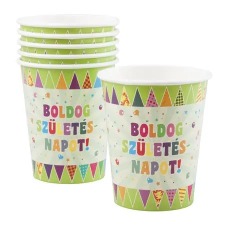 N/A Papírpohár 2.5dl - Boldog Születésnapot/Zászlós (6 db) party kellék