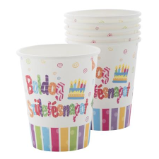 N/A Papírpohár 2dl - "Boldog születésnapot" (6 db) (F440100) party kellék