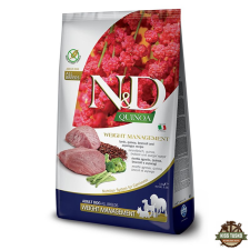 N&amp;D Quinoa Dog Weight Management Adult Medium/Large bárány 7kg kutyaeledel