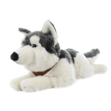  Nagy fekvő plüss husky plüssfigura