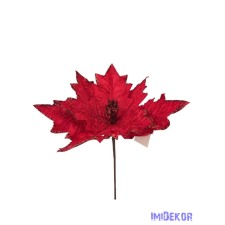 Nagy glitteres szélű mikulás virág - Piros dekorációs kellék