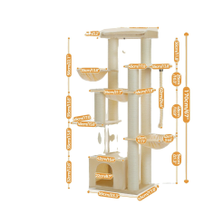  Nagy macskafa, többszintű kialakítás, erős stabilitás, AMT0268BG, XL macskabútor