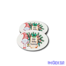 Nagy ovális 5db/csomag 5,5x8,5cm - Békés Boldog Karácsonyt Manó dekorációs kellék