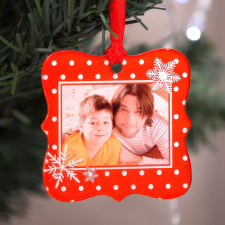 NagyAjándék Fényképes karácsonyfadísz, hópihékkel karácsonyfadísz