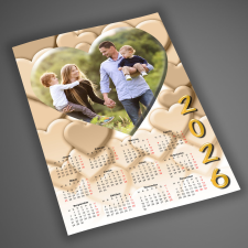 NagyAjándék Fényképes szívecskés falinaptár, A4 egyedi ajándék