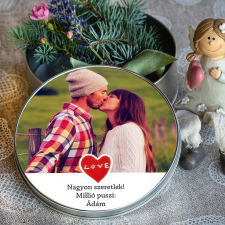 NagyAjándék Fényképes szívecskés fémdoboz egyedi ajándék