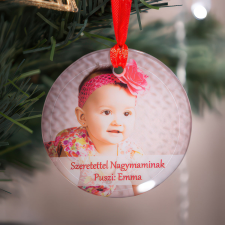 NagyAjándék Fényképes üveg karácsonyfadísz, felirattal karácsonyfadísz