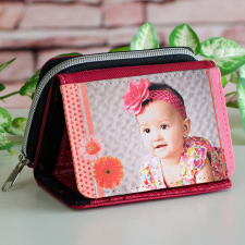 NagyAjándék Fényképes virágos pénztárca, piros egyedi ajándék