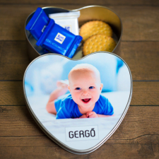 NagyAjándék Szív alakú fényképes fémdoboz egyedi ajándék