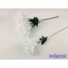  Nagyfejű szálas selyem rózsa 51 cm - Fehér dekoráció