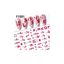 Nagyker 2. Körömmatrica - F1091 Love Valentin körömdíszítő