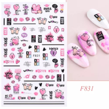 Nail-Art Körömmatrica - F831 Love Valentin körömdíszítő