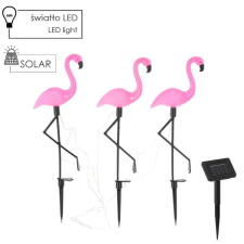 Napelemes flamingó lámpa szett 3db - 6 led, ip44 kültéri világítás