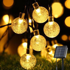 Napelemes golyós lámpafüzér 50 LED-del, meleg fehér, 6,5 m karácsonyfa izzósor