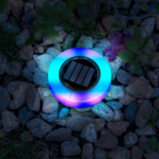  Napelemes kerti lámpa kör alakú, színváltó, RGB színes LED 10,5cm kültéri világítás
