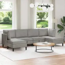  Nappali bútor szett párnával 6 pcs Világosszürke Bársony bútor
