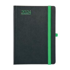  Naptár, tervező, B6, heti, TOPTIMER, "Nero", fekete-zöld naptár, kalendárium