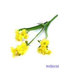  Nárcisz 3 ágú leveles 39cm - Sárga dekorációs kellék