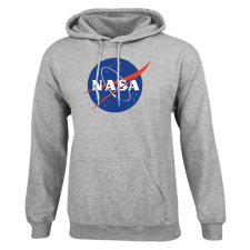 Nasa Insignia nagyméretű kenguruzsebes pamut kapucnis pulóver - melírszürke férfi pulóver, kardigán