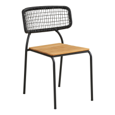  Nashville étkezőszék, teakfa, fekete kötél, fekete bútor