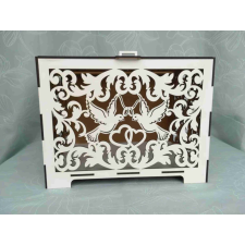  Nászajándékgyűjtő doboz/persely fából galambos dekorációs kellék