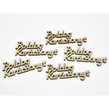  Natúr fa - Boldog Karácsonyt felirat 3x6,7cm 5db/csomag dekorációs kellék