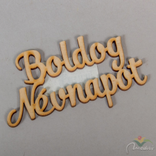  Natúr fa Boldog névnapot írott felirat 10,5cm dekorációs kellék