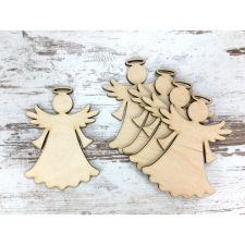  Natúr fa - Fodros ruhás angyalka 10cm 5db/csomag dekorációs kellék