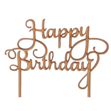 Natúr fa Happy Birthday felirat tortadísz sziluett sütés és főzés