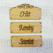  Natúr fa három részes tábla, Hit-Remény-Szeretet. Mérete: 12x15 cm dekorációs kellék