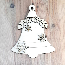  Natúr fa karácsonyfadisz, harang fagyönggyel. Mérete: 19x21,7x0,9 cm dekorációs kellék