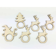  Natúr fa - Karácsonyi szalvéta gyűrű szett 6db/csomag dekorációs kellék