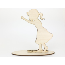  Natúr fa - Kislány gömbtartó 15,5x15cm dekorációs kellék