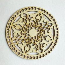Natúr fa makramé alap - Mandala - 15 cm dekorálható tárgy