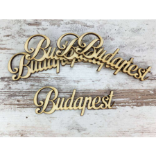 Natúr fa - "Budapest" felirat 10cm 5db/csomag dekorációs kellék
