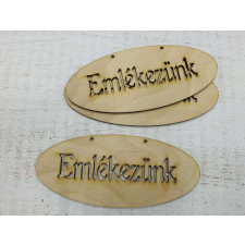 Natúr fa - "Emlékezünk" ovál áttört tábla 14x6cm 3db/csomag dekorációs kellék