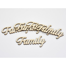Natúr fa - "Family" felirat 4x8,5cm 5db/csomag dekorációs kellék