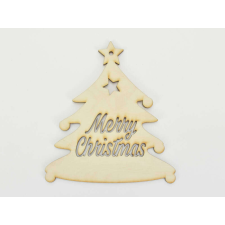  Natúr fa -&quot;Merry Christmas&quot; fenyőfa 13,5x15cm dekorációs kellék