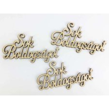 Natúr fa - "Sok boldogságot" felirat 3db/csomag dekorációs kellék
