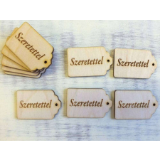 Natúr fa - "Szeretettel" gravírozott scrapbook tábla 10db/csomag dekorációs kellék