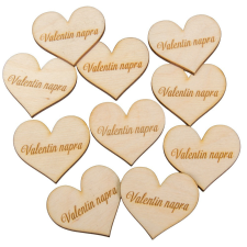  Natúr fa szív "Valentin napra" felirattal 4cm 10db-os dekorációs kellék