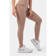 NEBBIA biopamut bordázott, magas derekú leggings barna M női nadrág