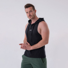 NEBBIA Men‘s Tank Top Hoodie Black