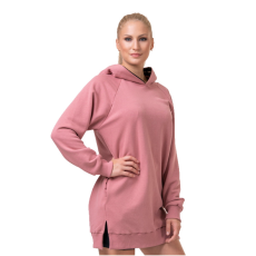 NEBBIA Női, hosszú, kapucnis melegítőfelső Nebbia Everyday Hero 580 Old Rose M